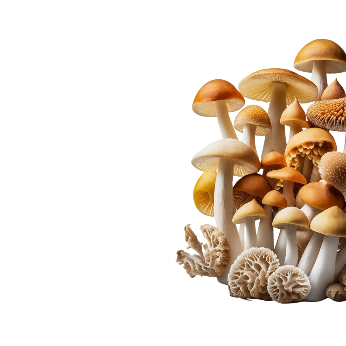 A bunch of live mushrooms