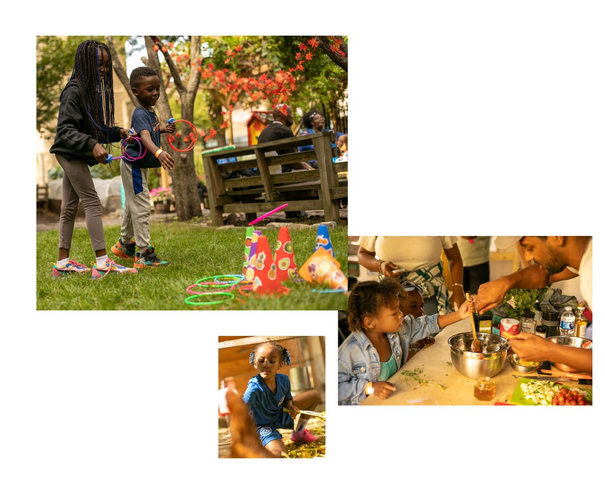Children and parents engaging with eachother