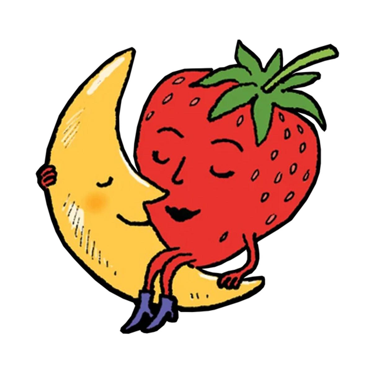 A moon and a strawberry in love